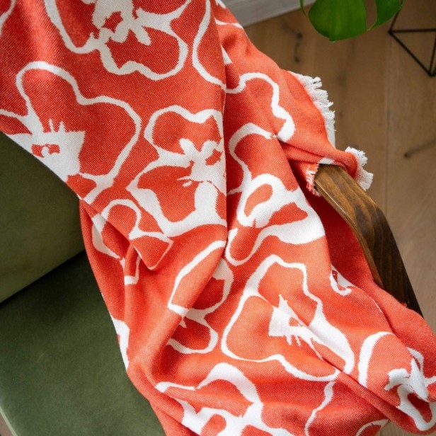 Woolish Narzuta Flora pomarańczowa