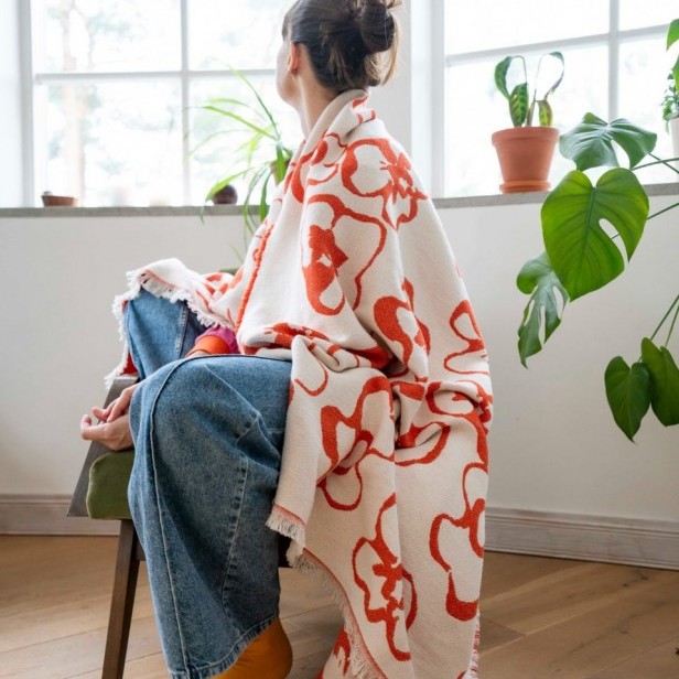 Woolish Narzuta Flora pomarańczowa