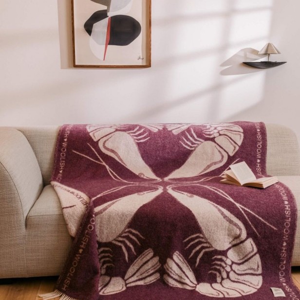 Woolish  Koc Shrimp Love bordowym