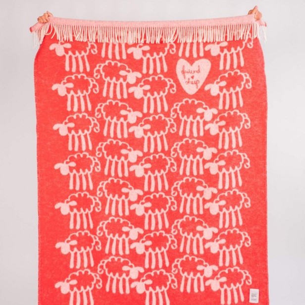 Woolish  Koc Friendsheep czerwony