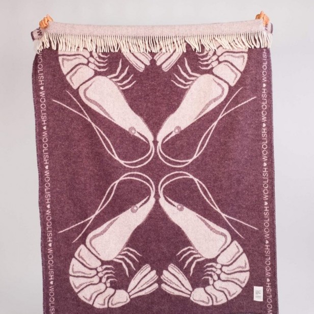 Woolish  Koc Shrimp Love bordowym